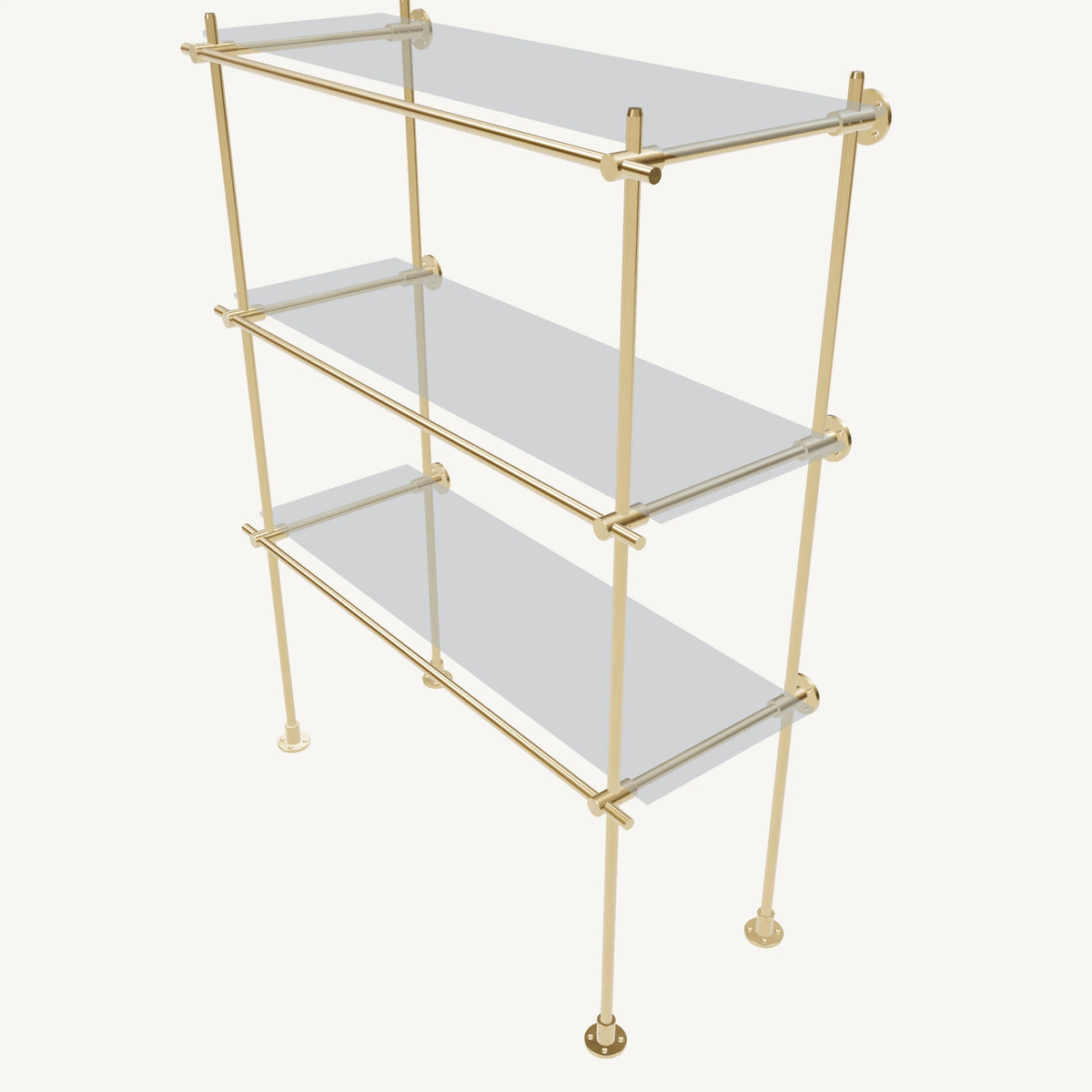 Wall-to-Floor/Countertop Brass Shelving System