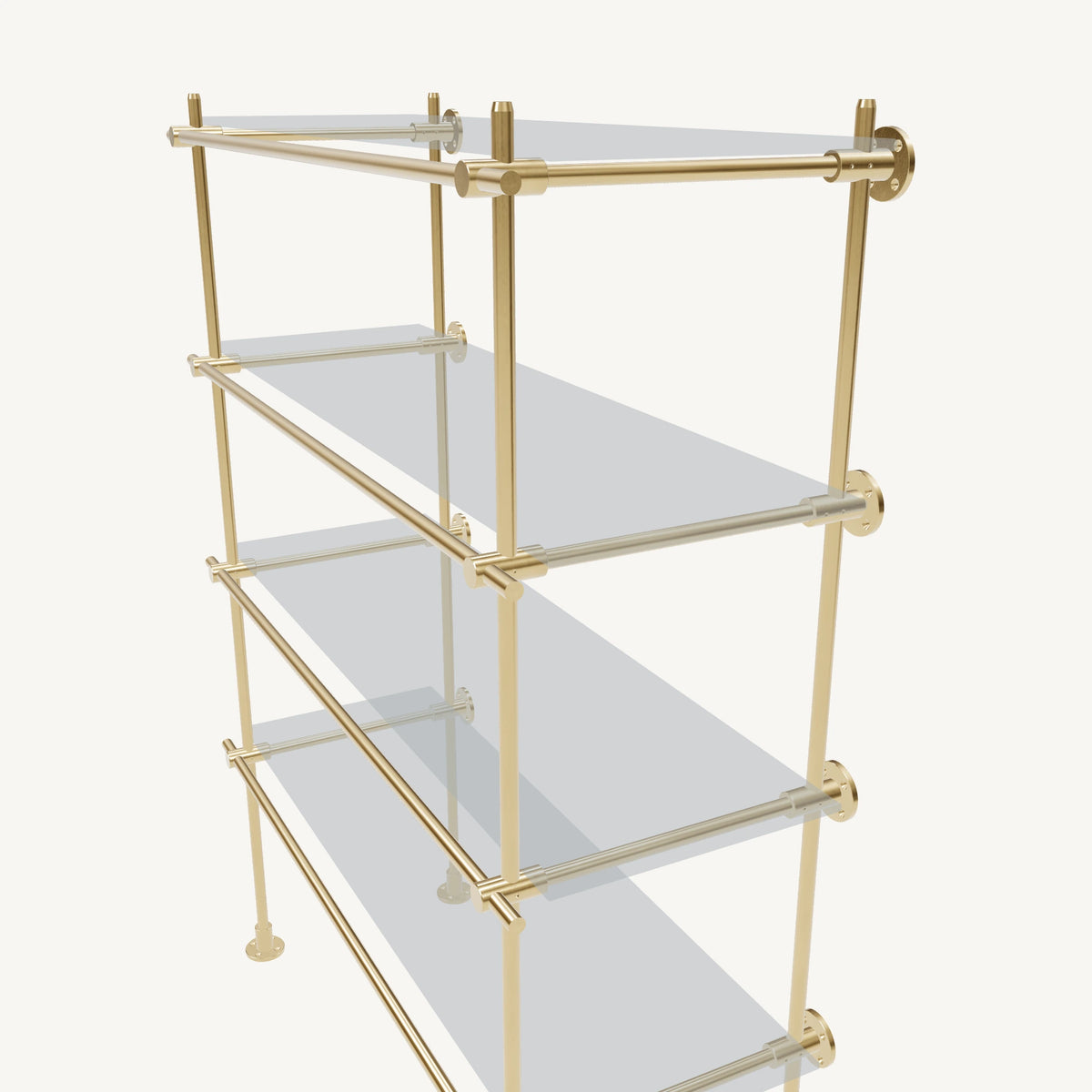 Wall-to-Floor/Countertop Brass Shelving System