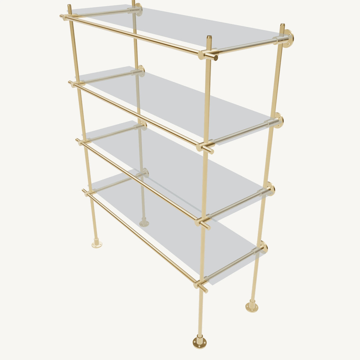 Wall-to-Floor/Countertop Brass Shelving System