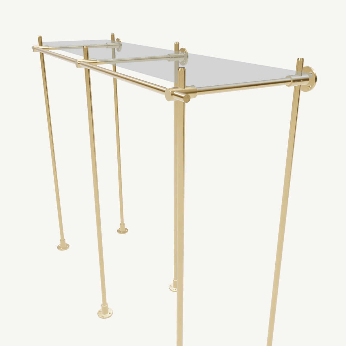 Wall-to-Floor/Countertop Brass Shelving System