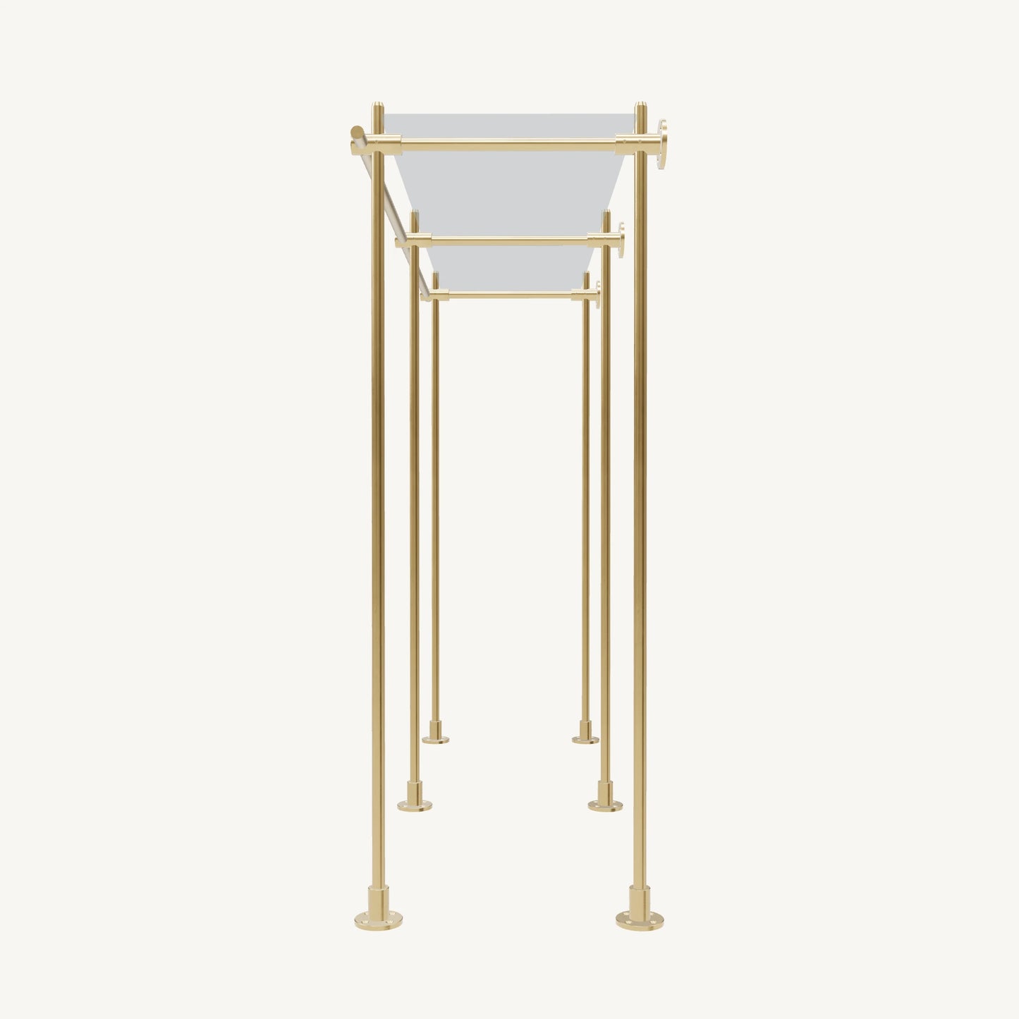 Wall-to-Floor/Countertop Brass Shelving System
