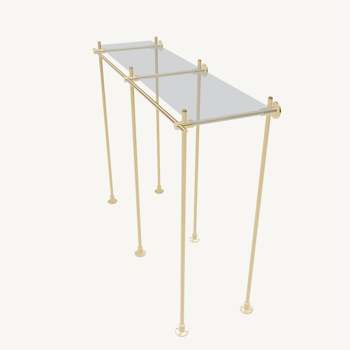 Wall-to-Floor/Countertop Brass Shelving System