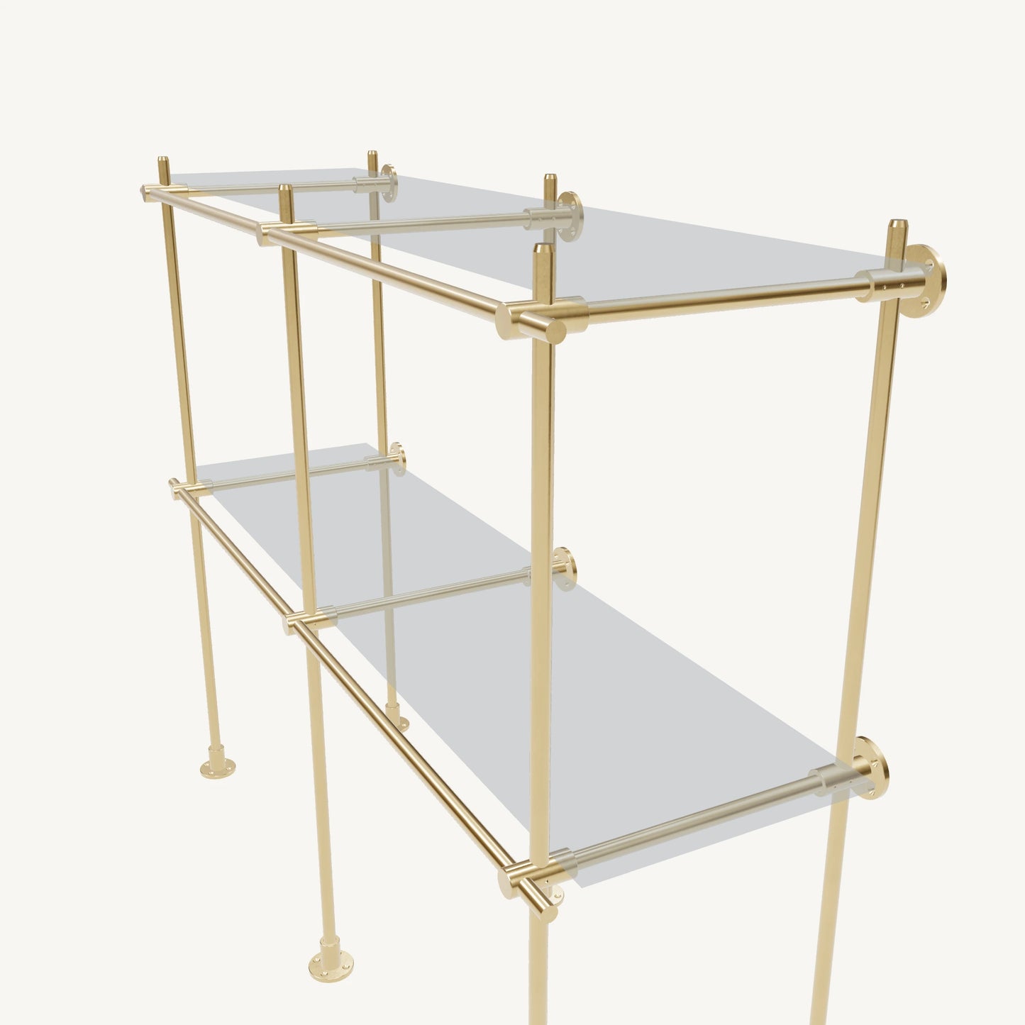 Wall-to-Floor/Countertop Brass Shelving System