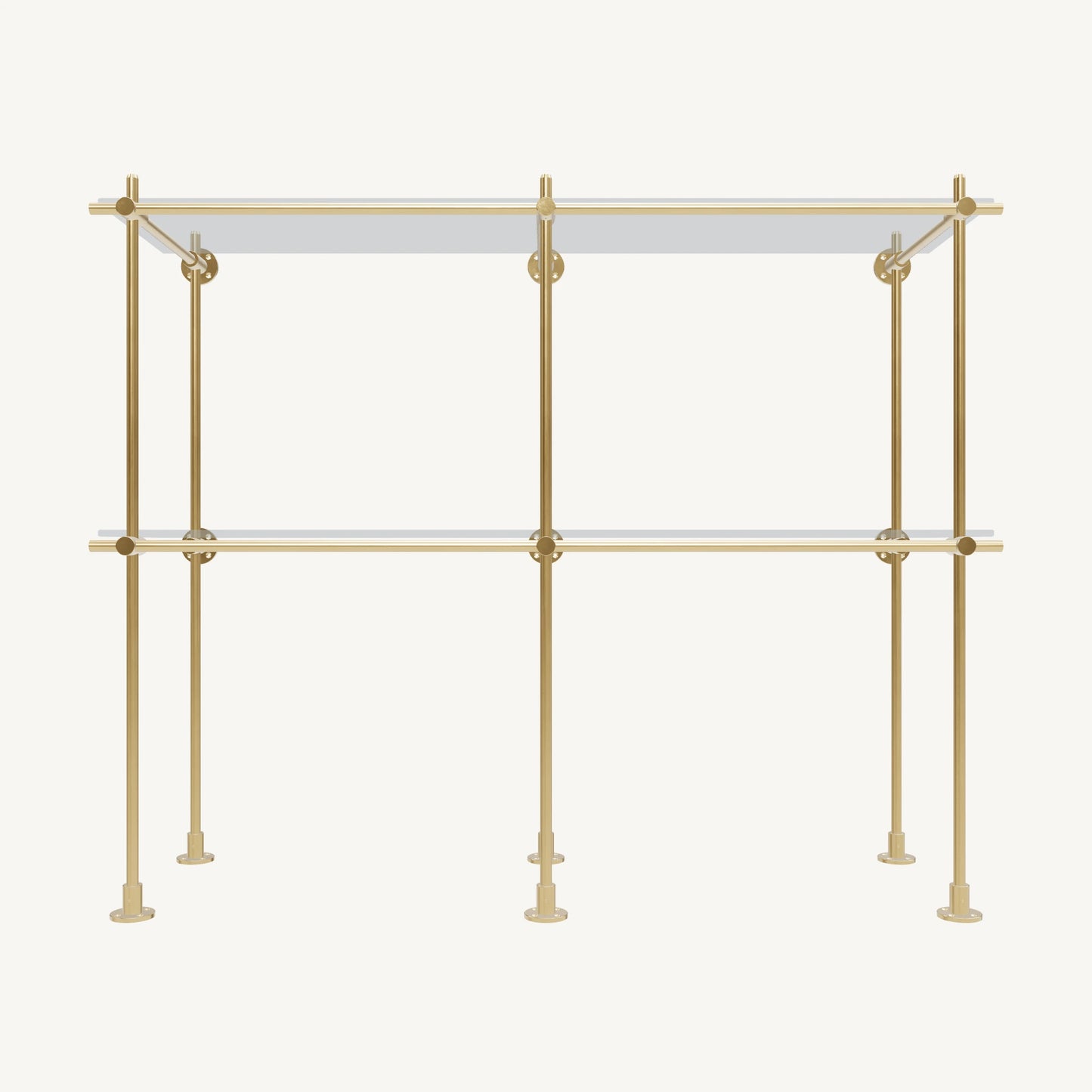 Wall-to-Floor/Countertop Brass Shelving System