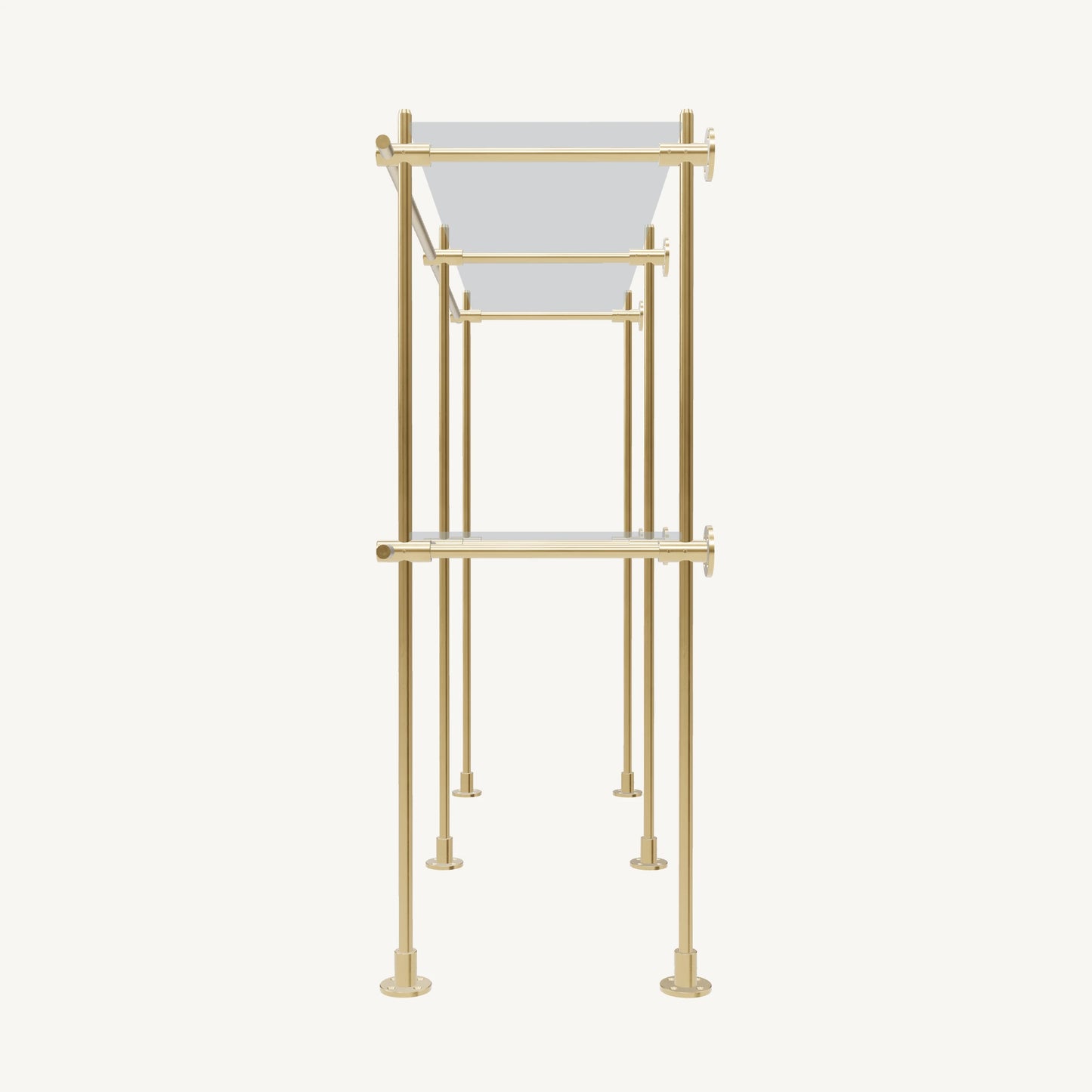 Wall-to-Floor/Countertop Brass Shelving System