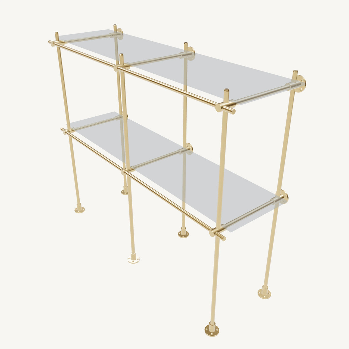 Wall-to-Floor/Countertop Brass Shelving System