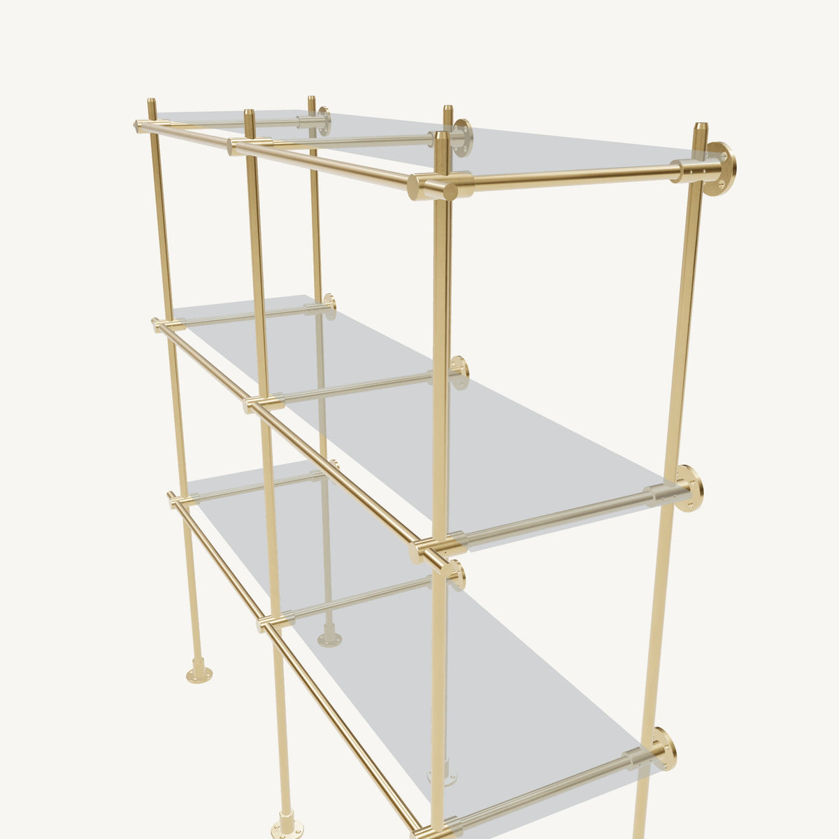 Wall-to-Floor/Countertop Brass Shelving System