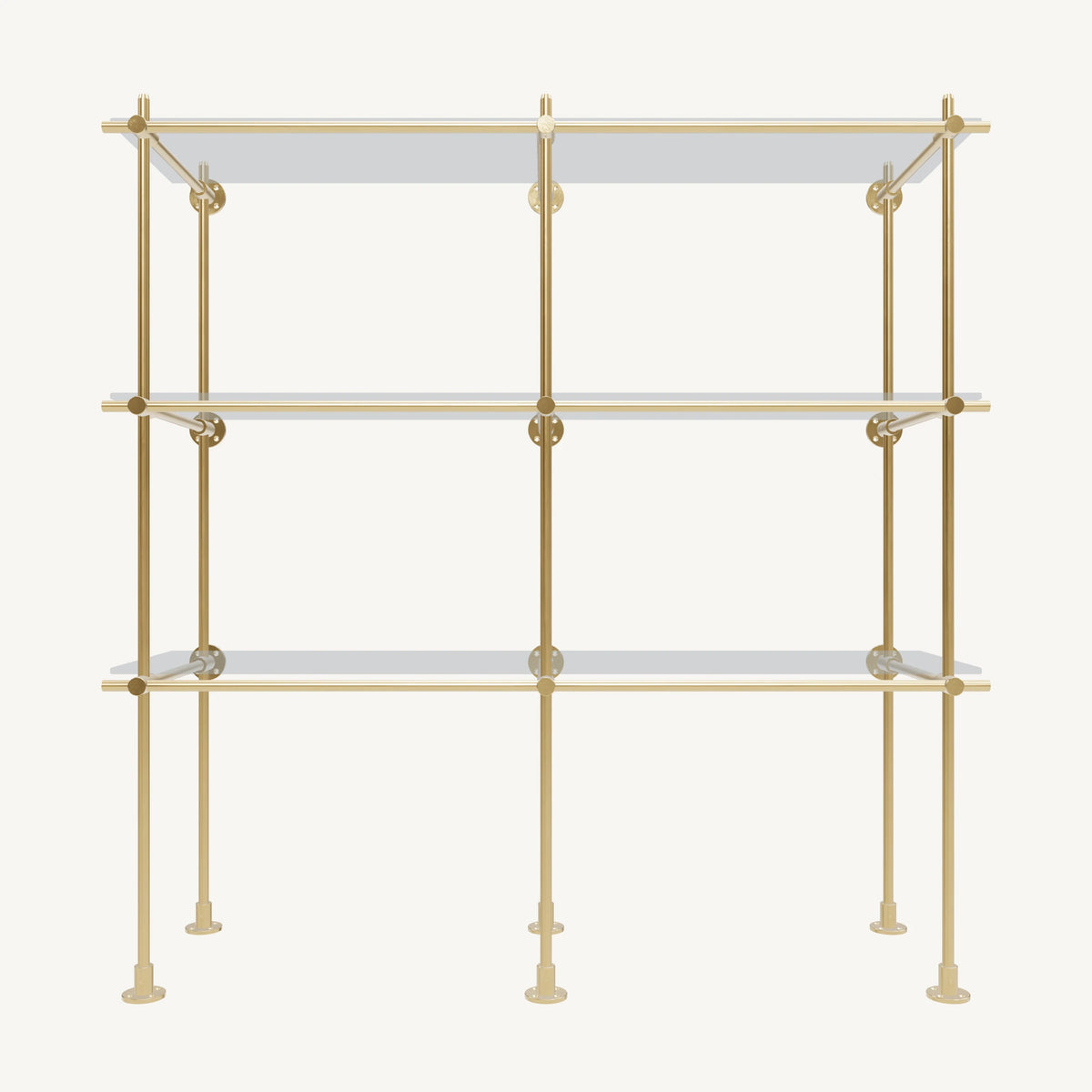 Wall-to-Floor/Countertop Brass Shelving System