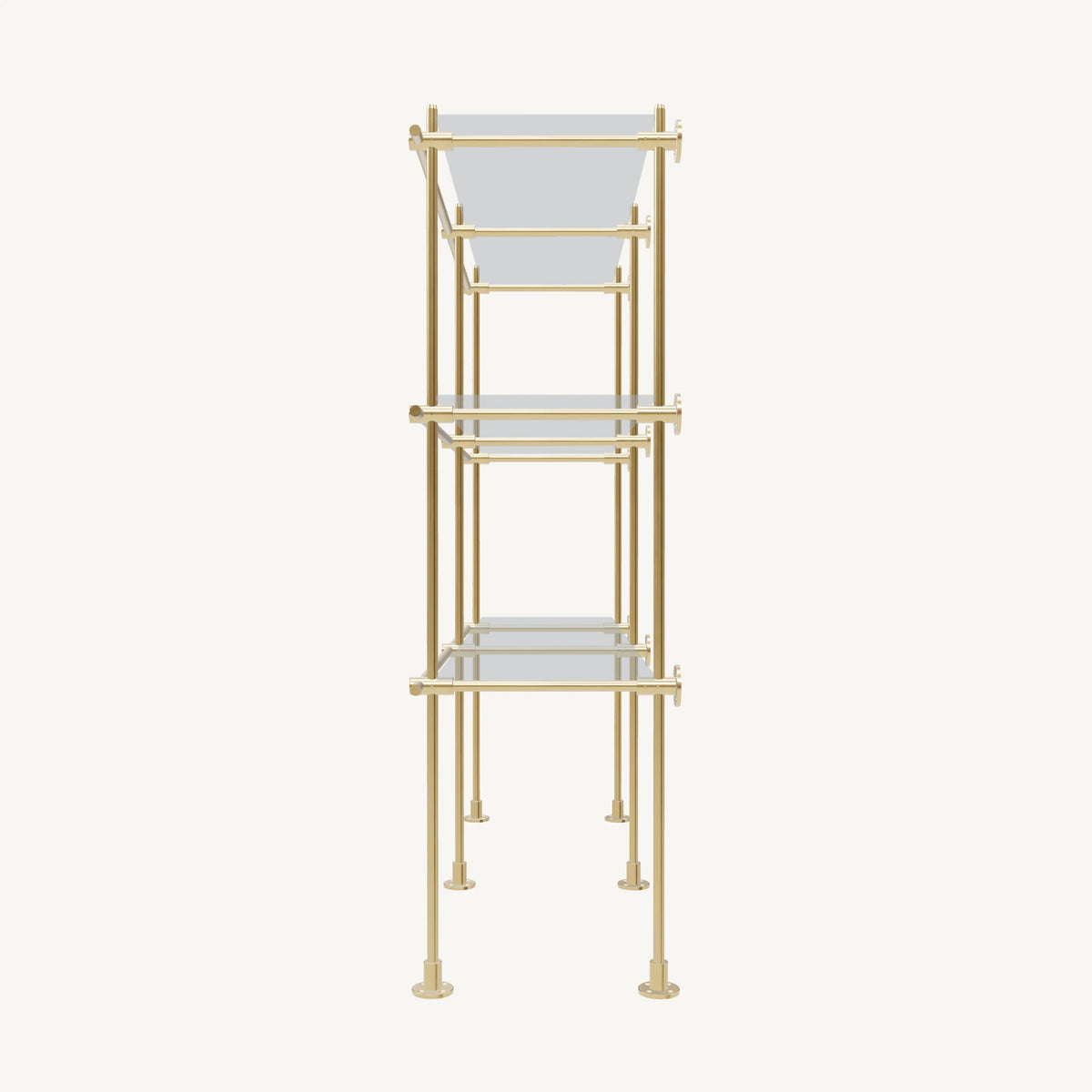 Wall-to-Floor/Countertop Brass Shelving System