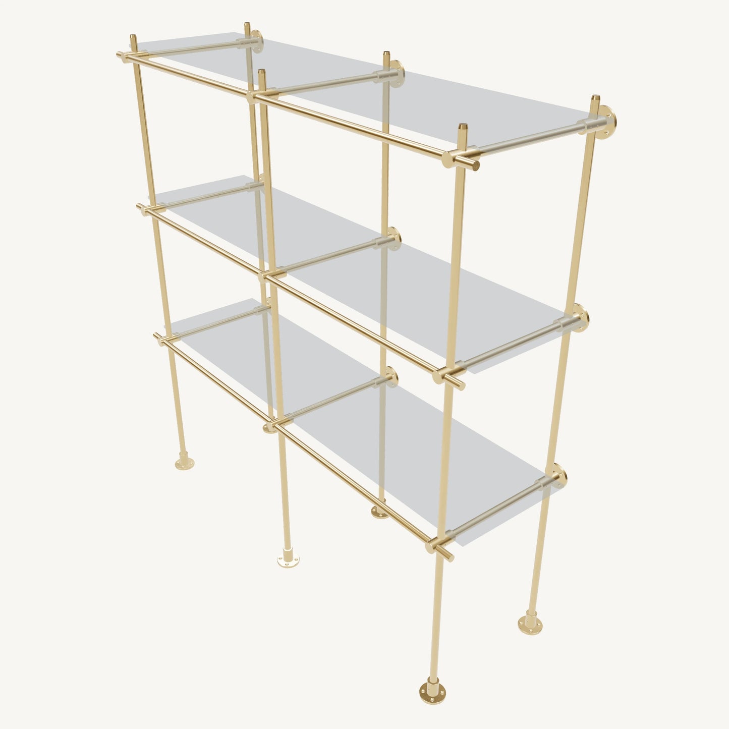 Wall-to-Floor/Countertop Brass Shelving System