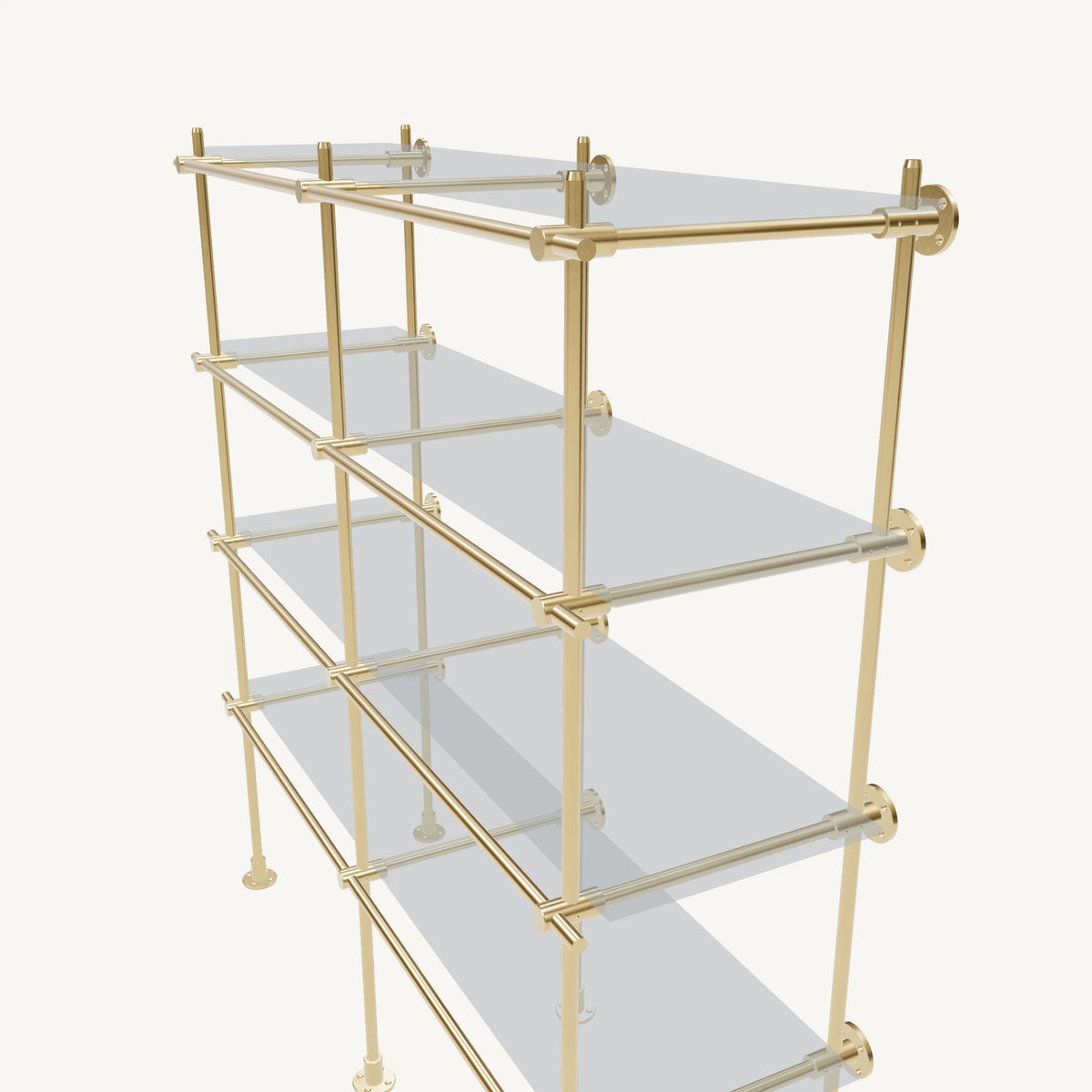 Wall-to-Floor/Countertop Brass Shelving System
