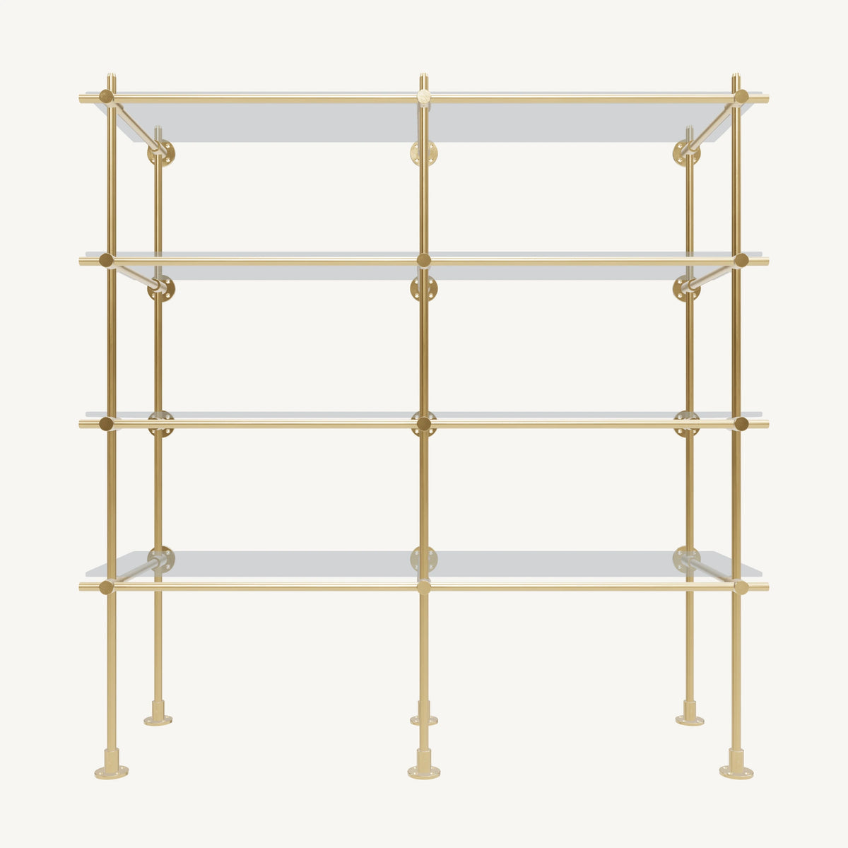 Wall-to-Floor/Countertop Brass Shelving System