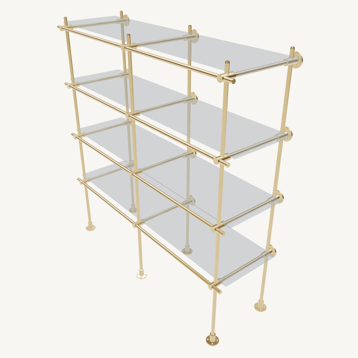 Wall-to-Floor/Countertop Brass Shelving System