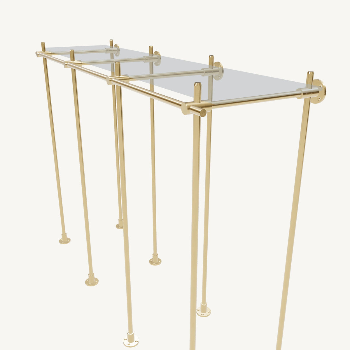 Wall-to-Floor/Countertop Brass Shelving System