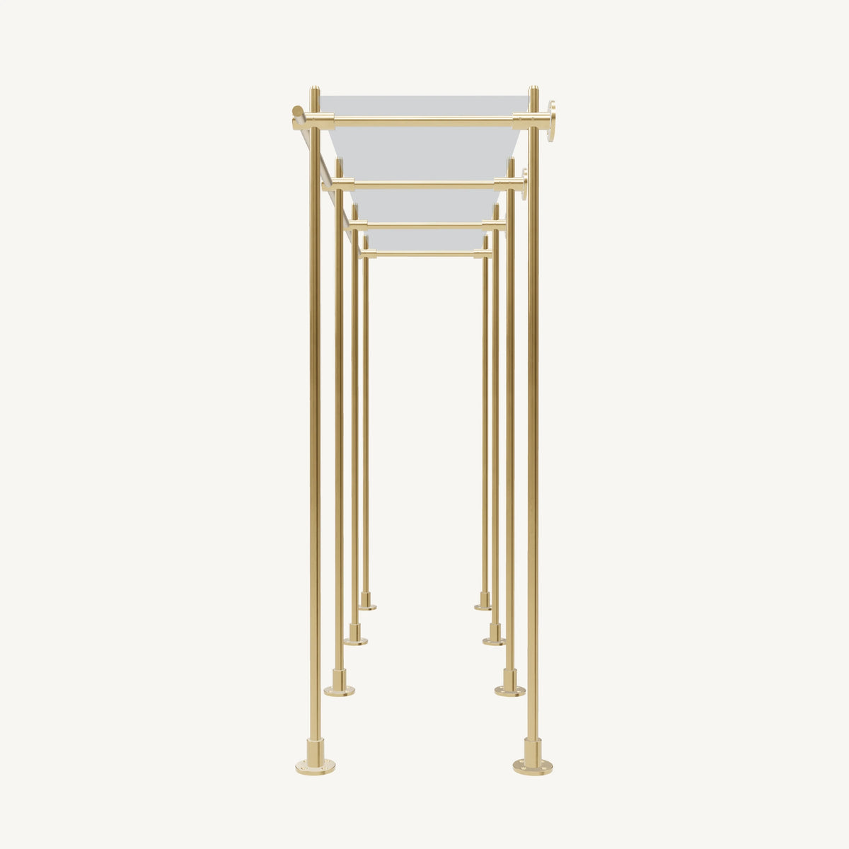 Wall-to-Floor/Countertop Brass Shelving System