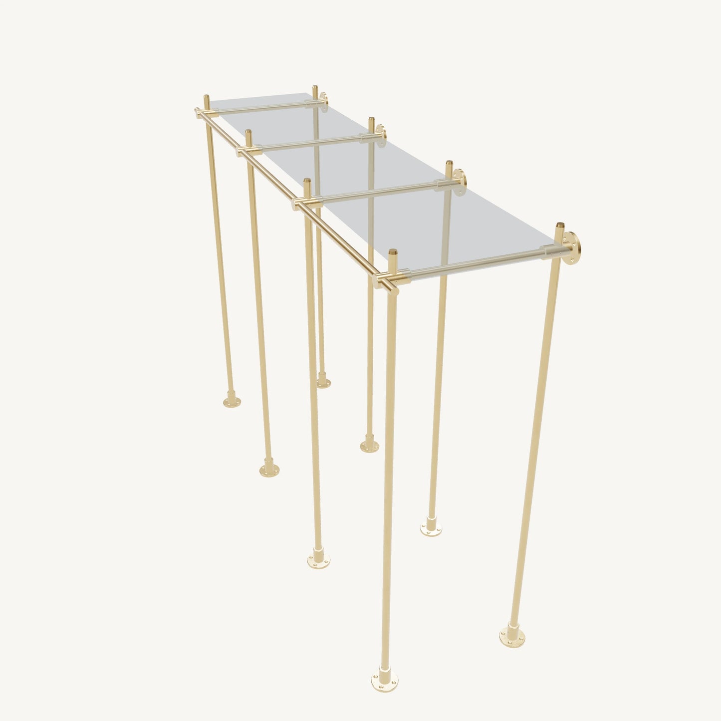 Wall-to-Floor/Countertop Brass Shelving System