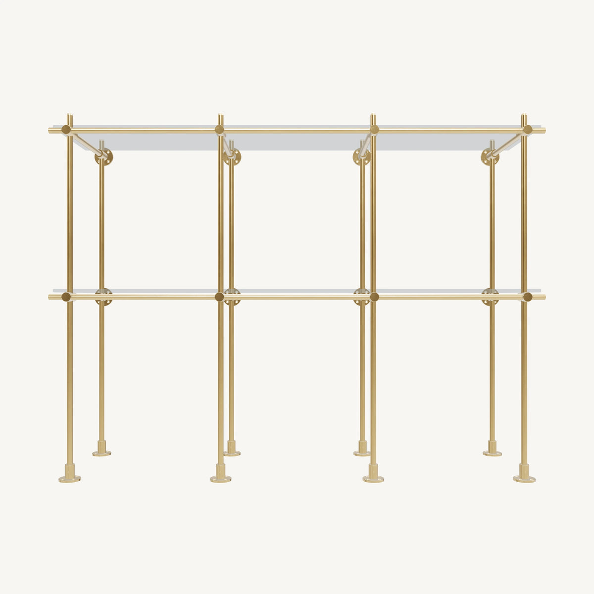 Wall-to-Floor/Countertop Brass Shelving System