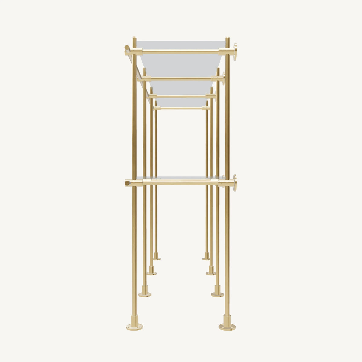 Wall-to-Floor/Countertop Brass Shelving System