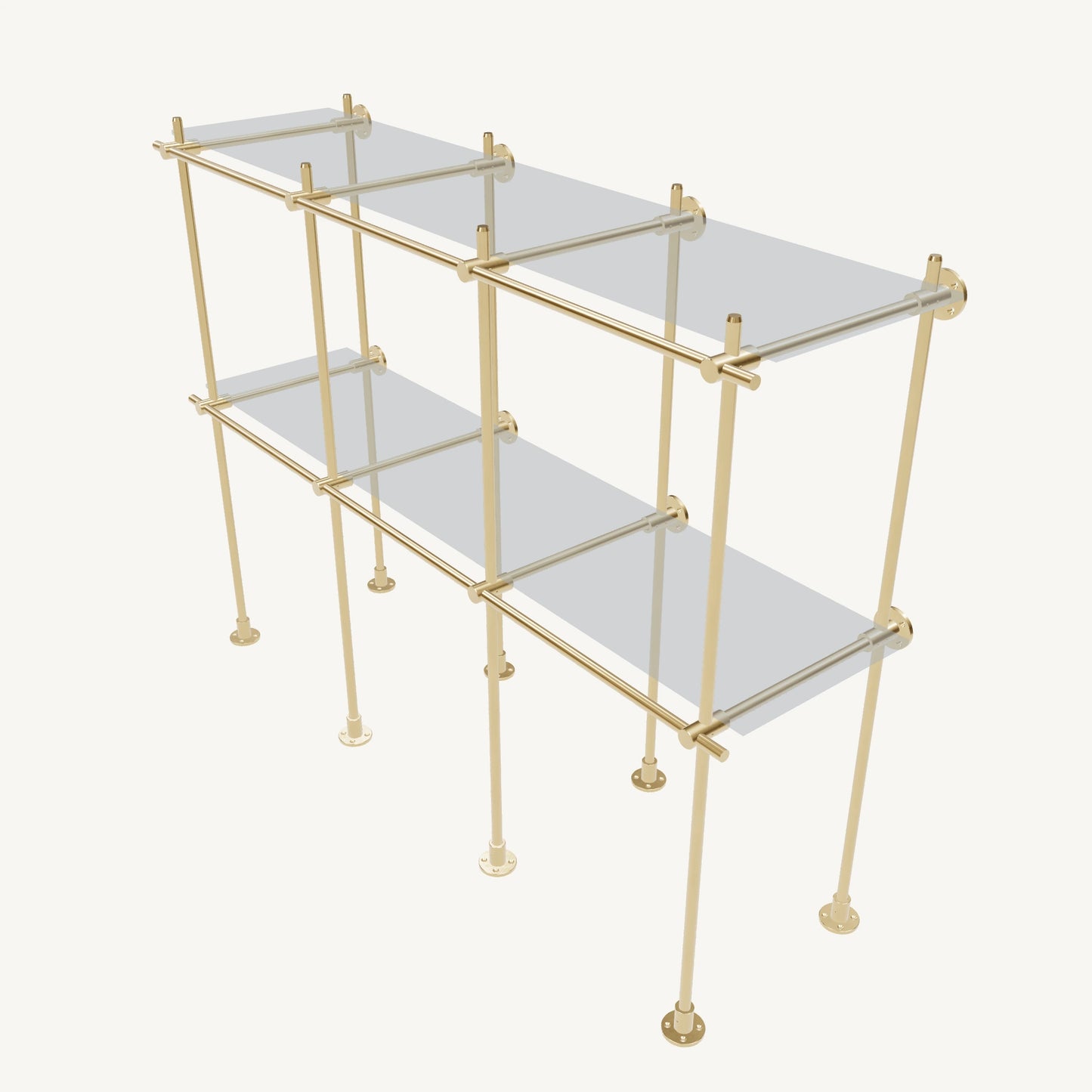 Wall-to-Floor/Countertop Brass Shelving System
