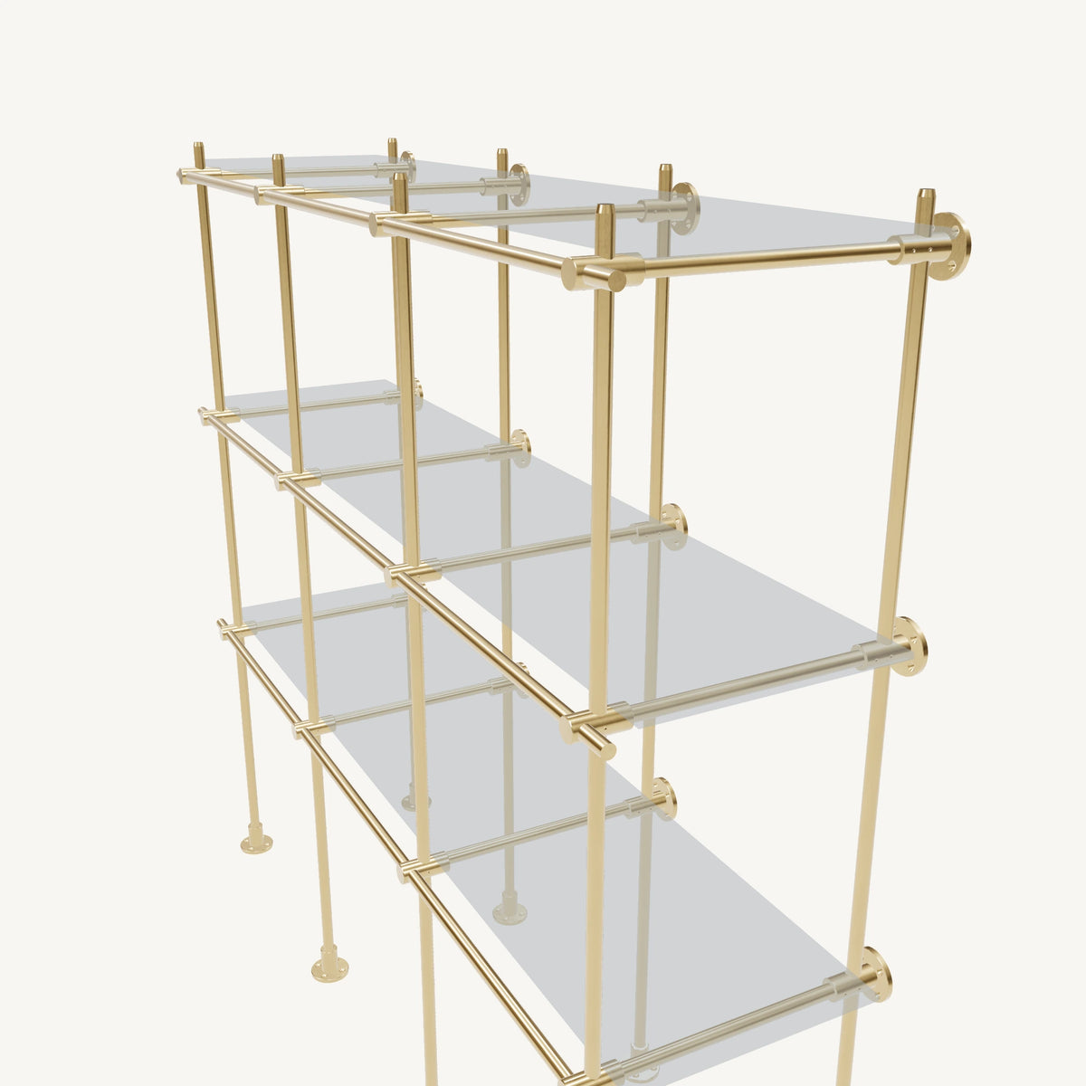 Wall-to-Floor/Countertop Brass Shelving System