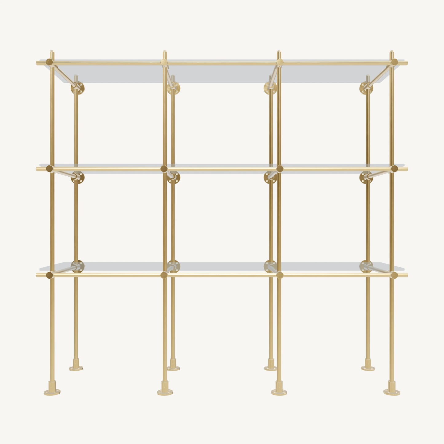 Wall-to-Floor/Countertop Brass Shelving System