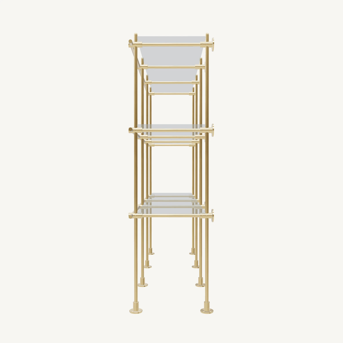 Wall-to-Floor/Countertop Brass Shelving System