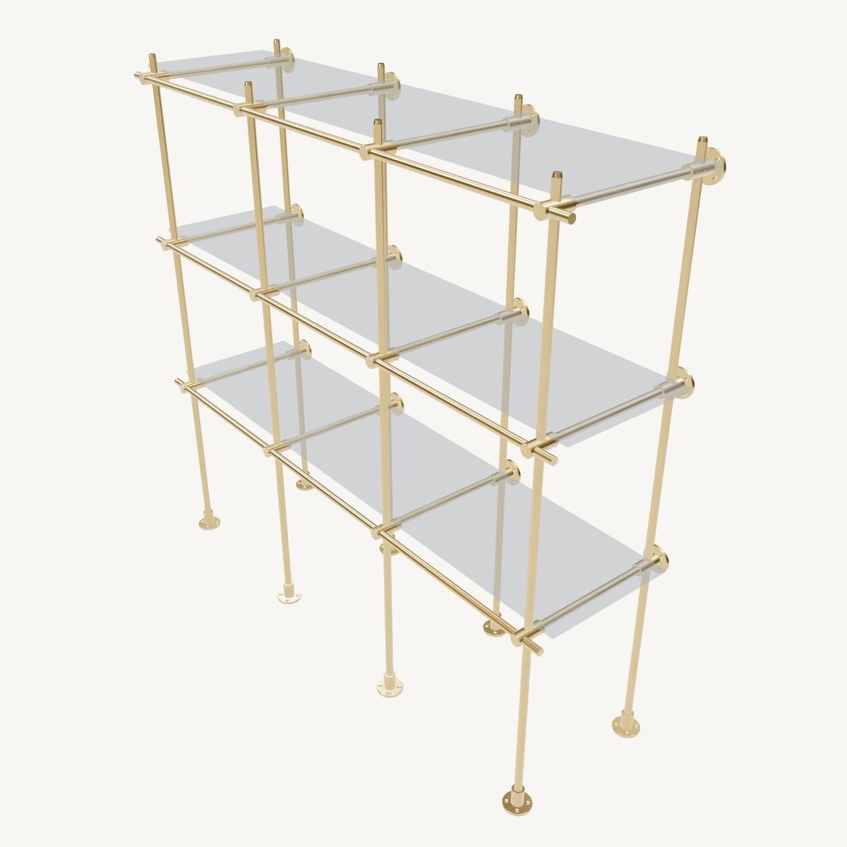 Wall-to-Floor/Countertop Brass Shelving System