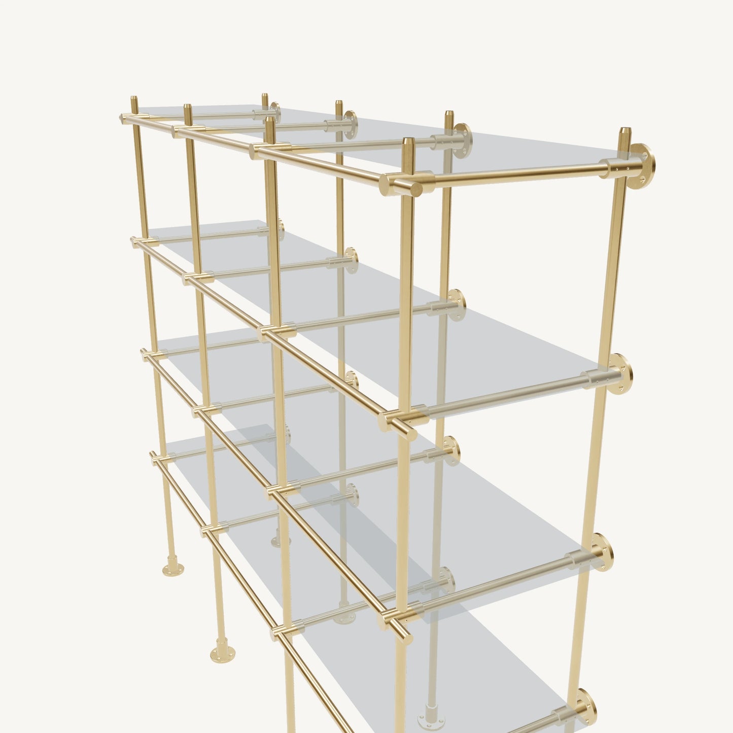 Wall-to-Floor/Countertop Brass Shelving System