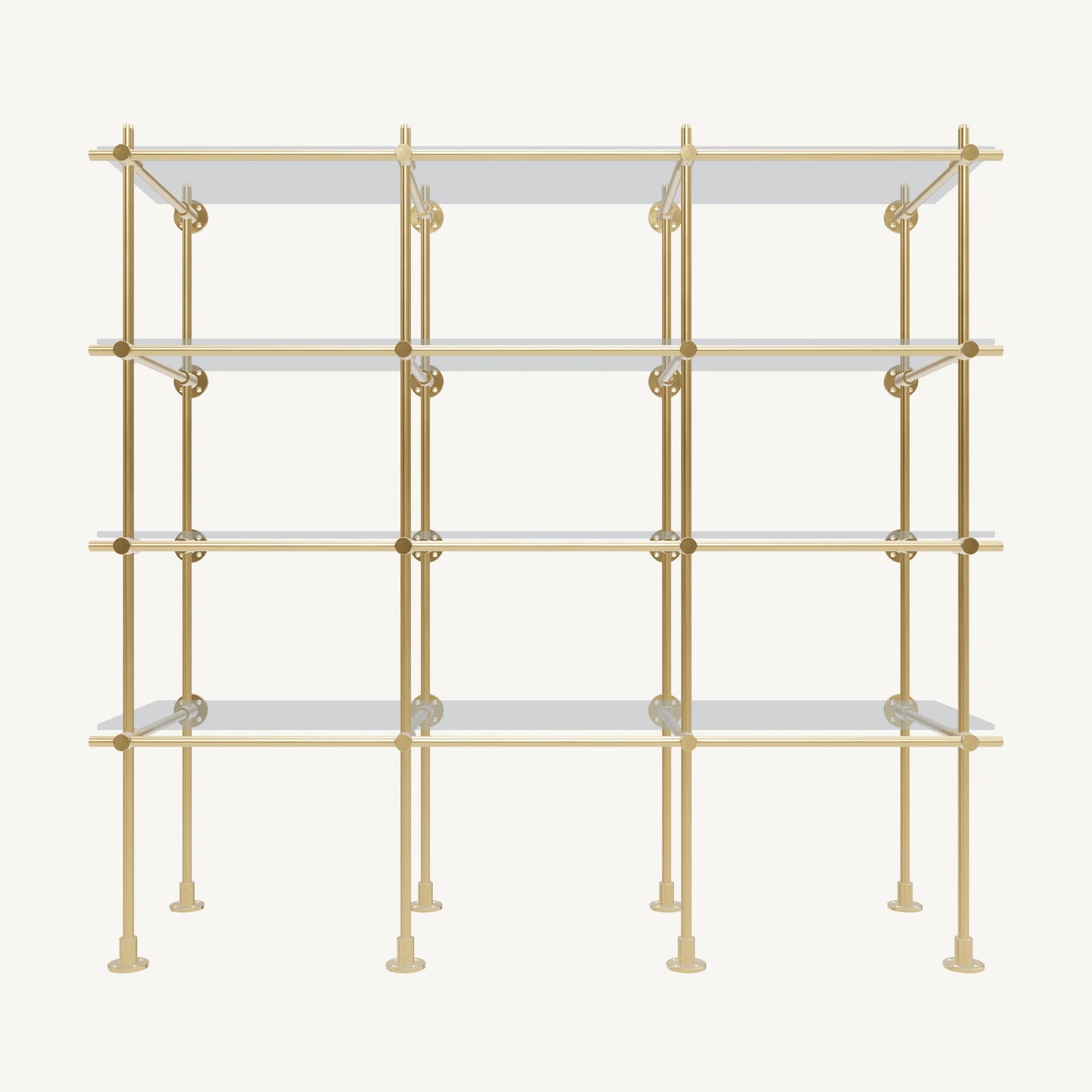 Wall-to-Floor/Countertop Brass Shelving System
