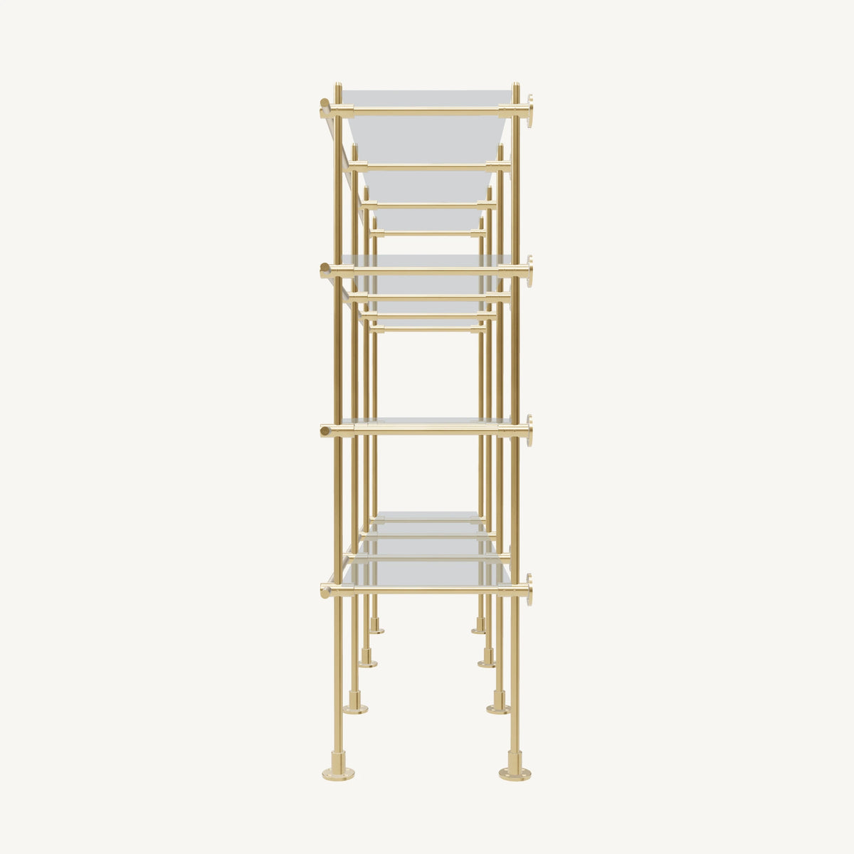Wall-to-Floor/Countertop Brass Shelving System