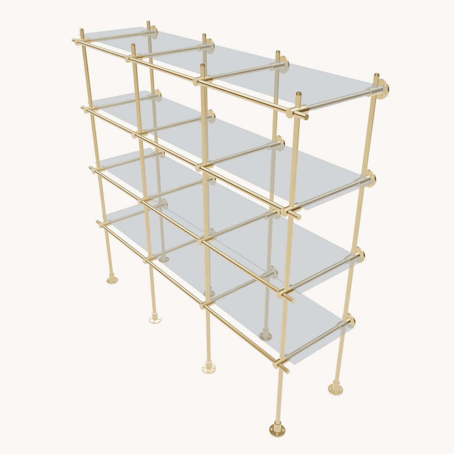 Wall-to-Floor/Countertop Brass Shelving System