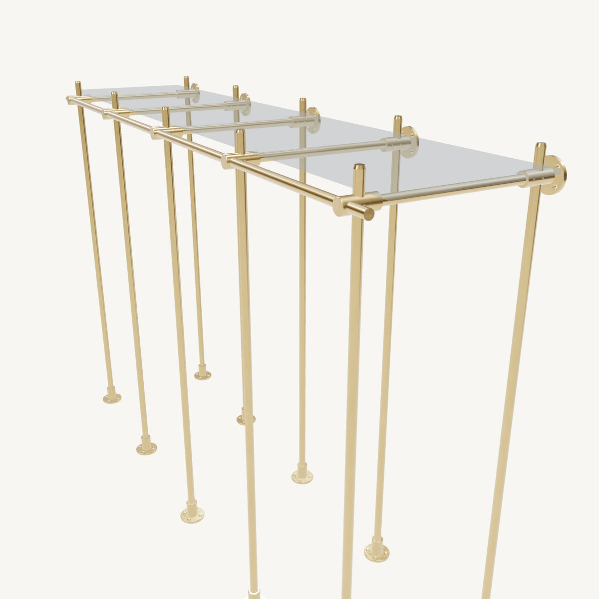Wall-to-Floor/Countertop Brass Shelving System