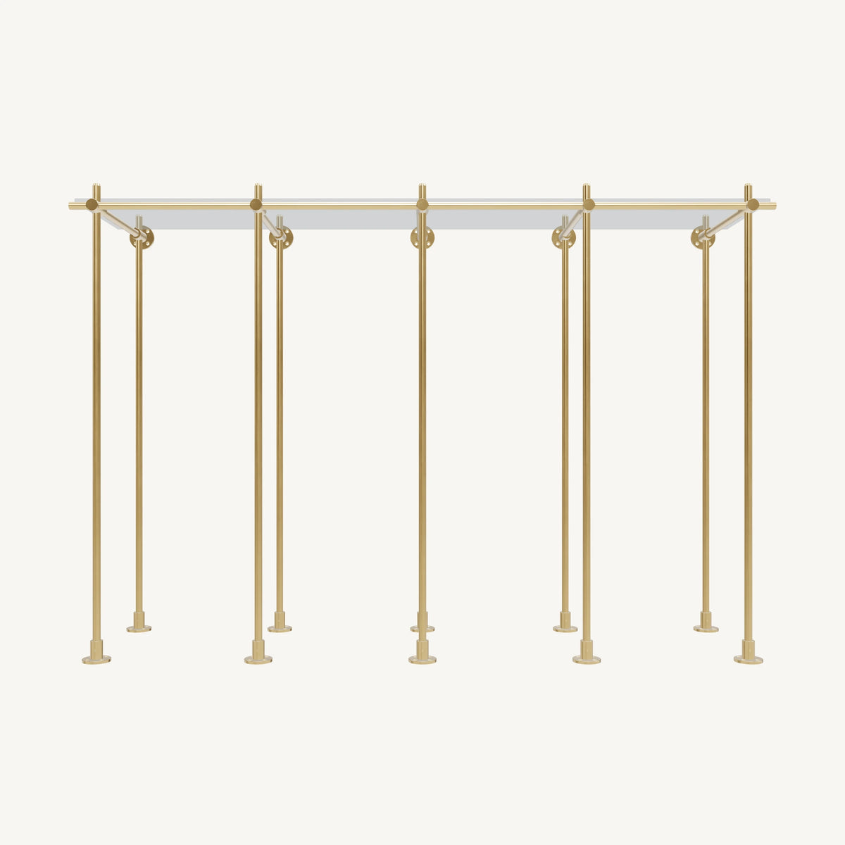 Wall-to-Floor/Countertop Brass Shelving System