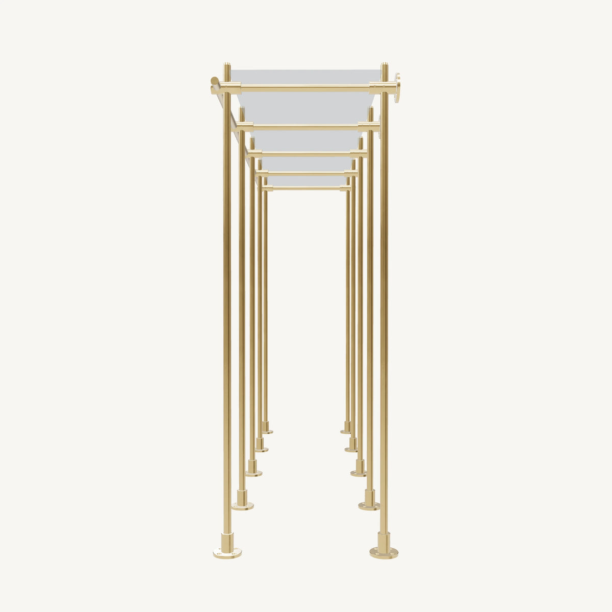 Wall-to-Floor/Countertop Brass Shelving System