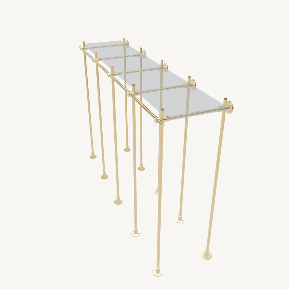 Wall-to-Floor/Countertop Brass Shelving System