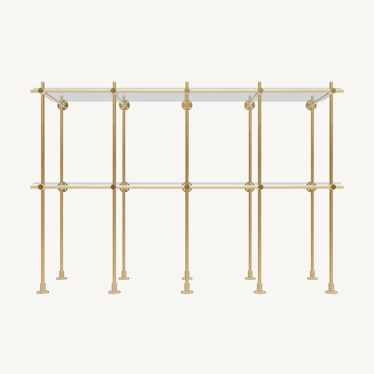 Wall-to-Floor/Countertop Brass Shelving System