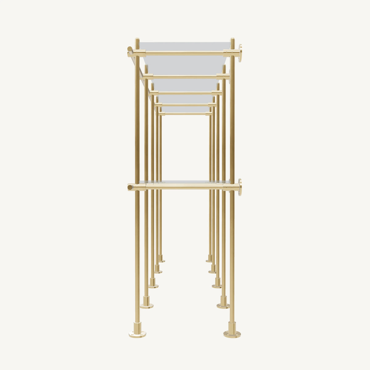 Wall-to-Floor/Countertop Brass Shelving System