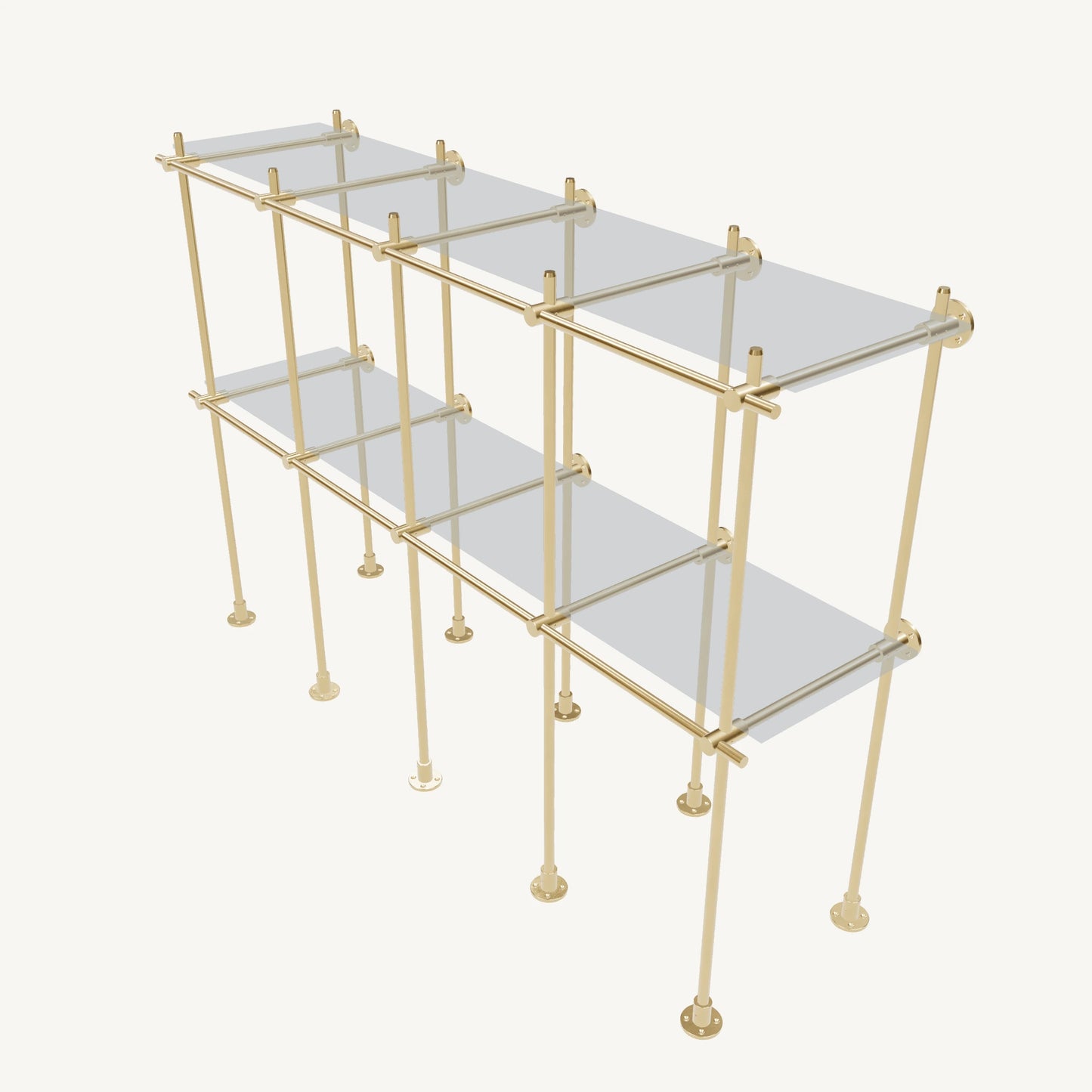 Wall-to-Floor/Countertop Brass Shelving System