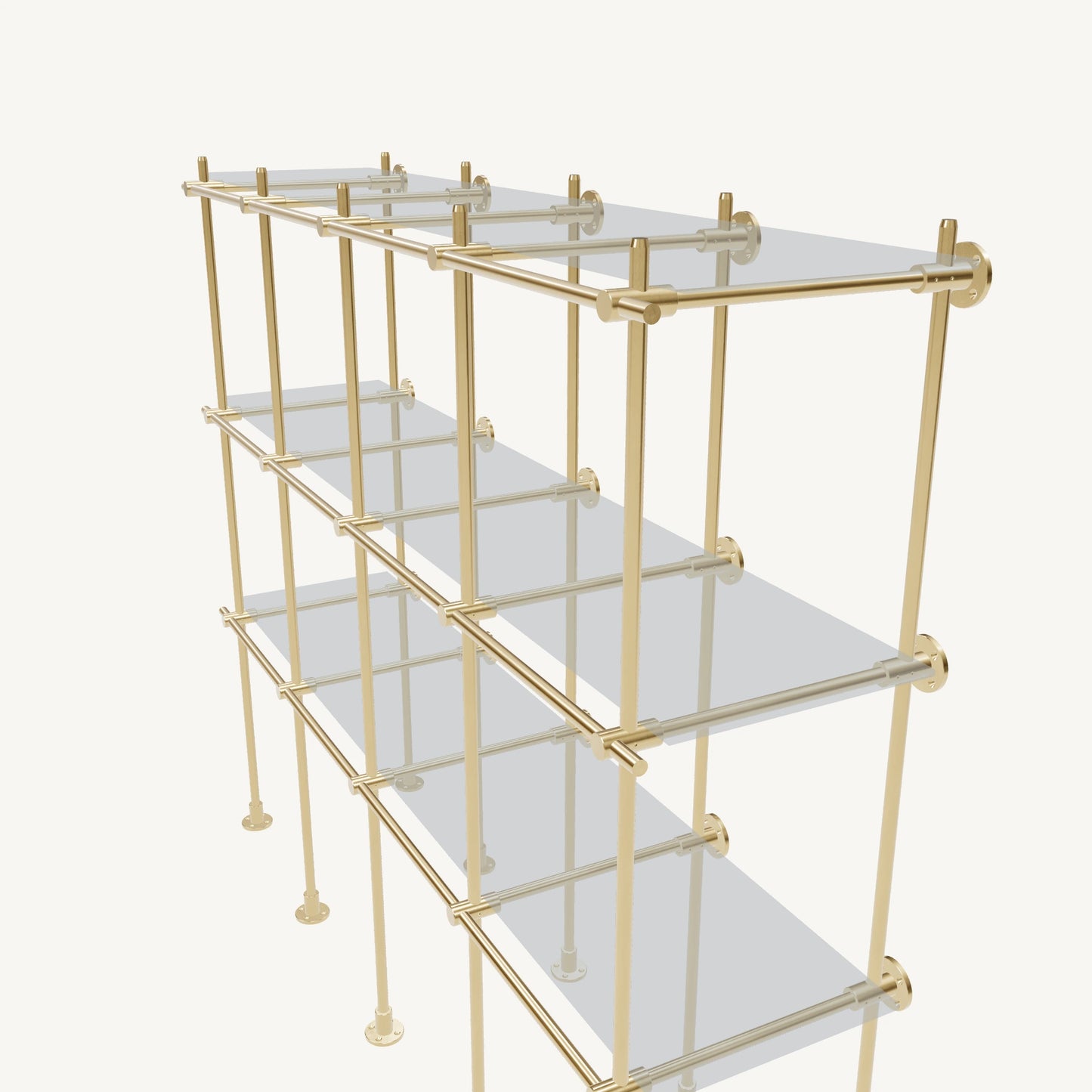 Wall-to-Floor/Countertop Brass Shelving System