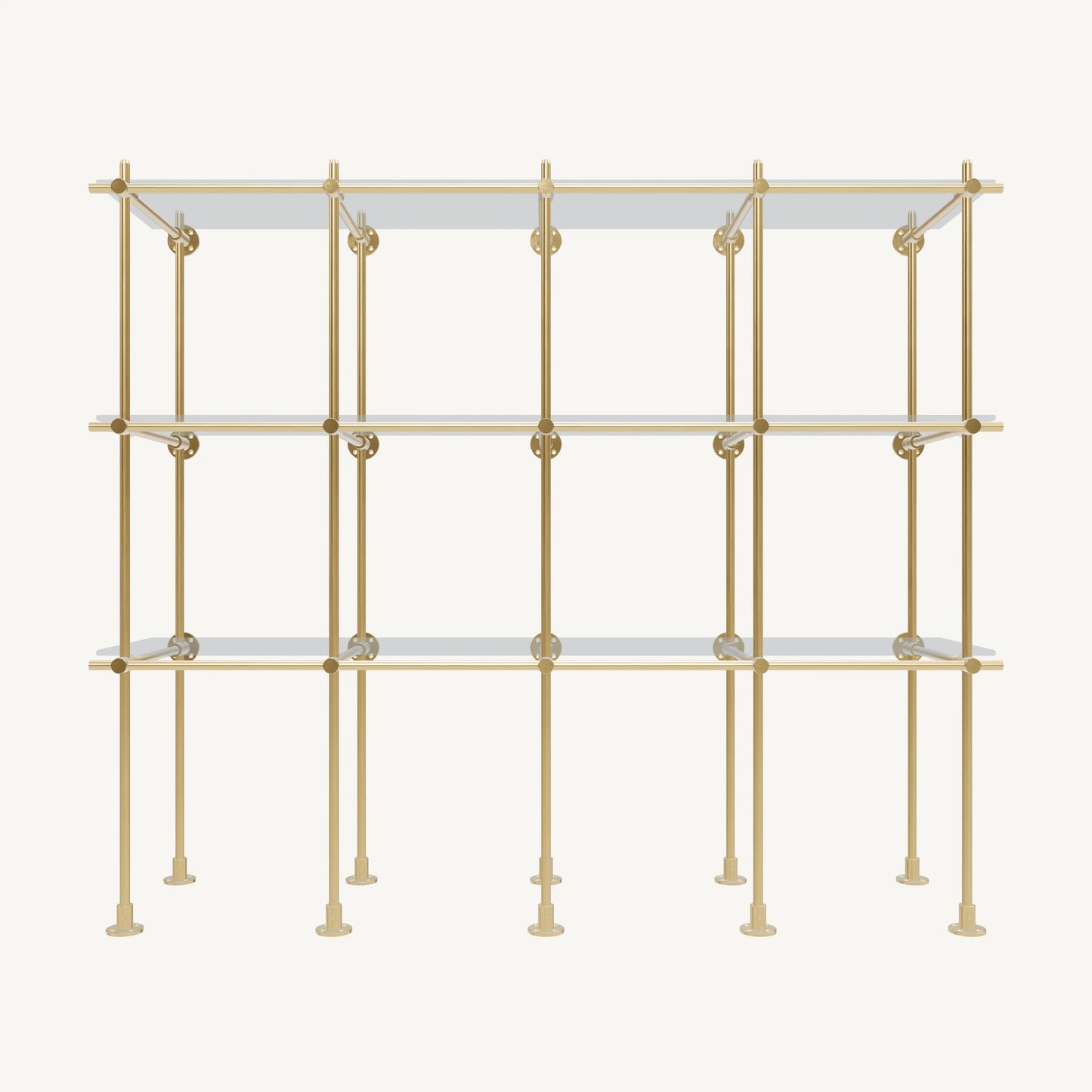 Wall-to-Floor/Countertop Brass Shelving System