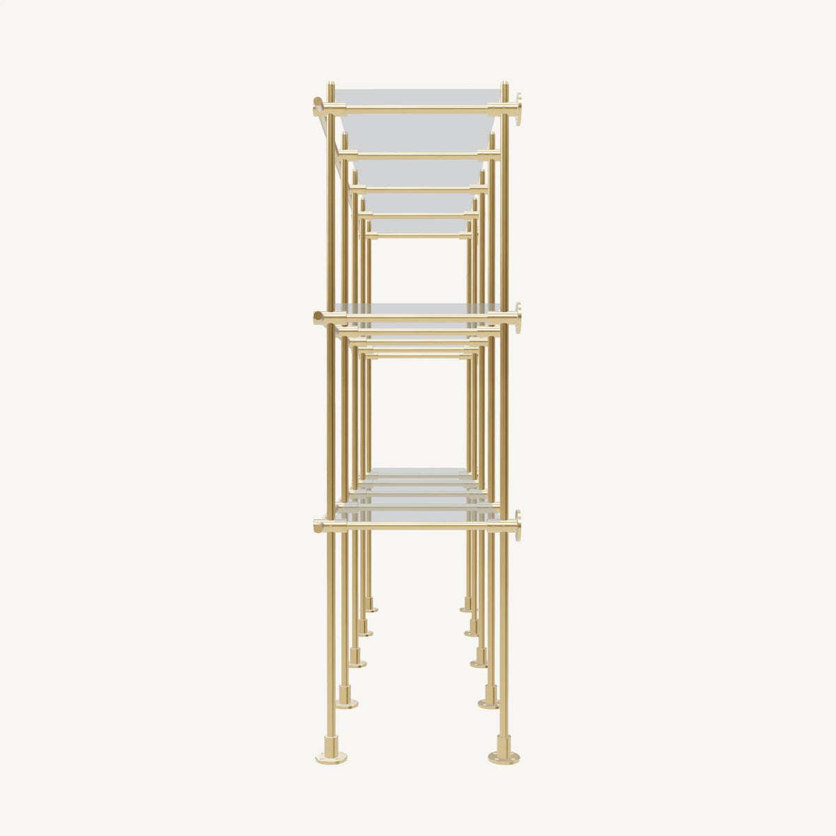 Wall-to-Floor/Countertop Brass Shelving System