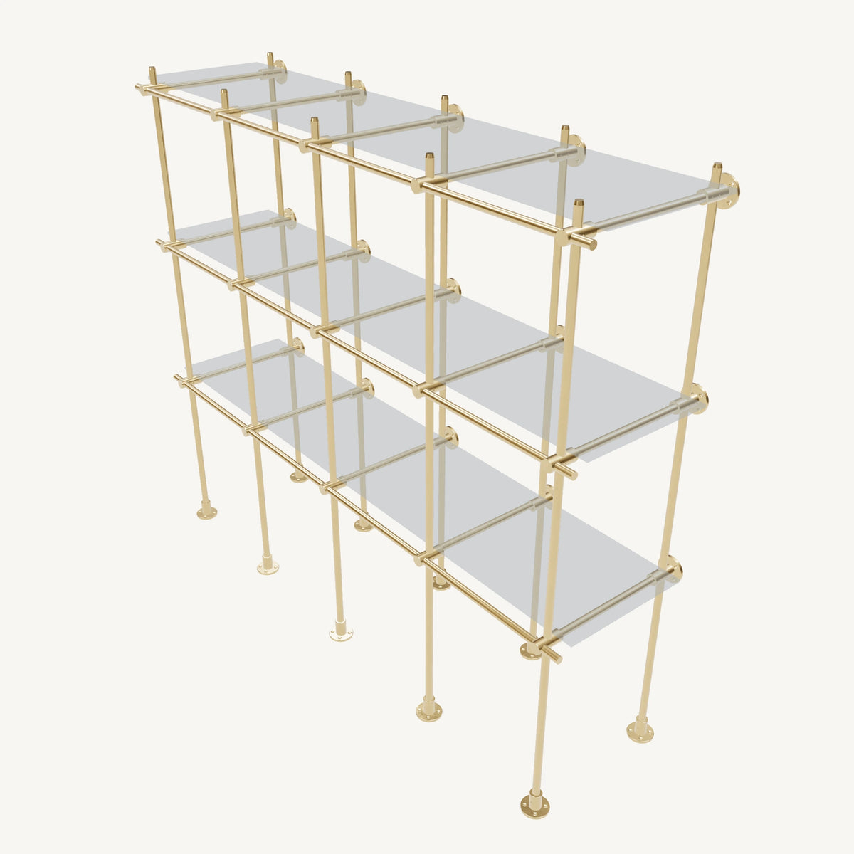 Wall-to-Floor/Countertop Brass Shelving System