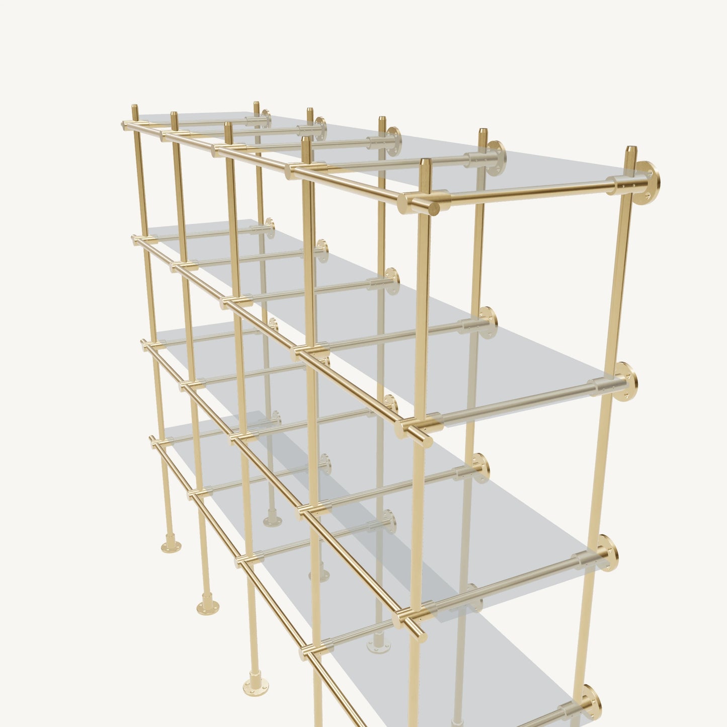 Wall-to-Floor/Countertop Brass Shelving System