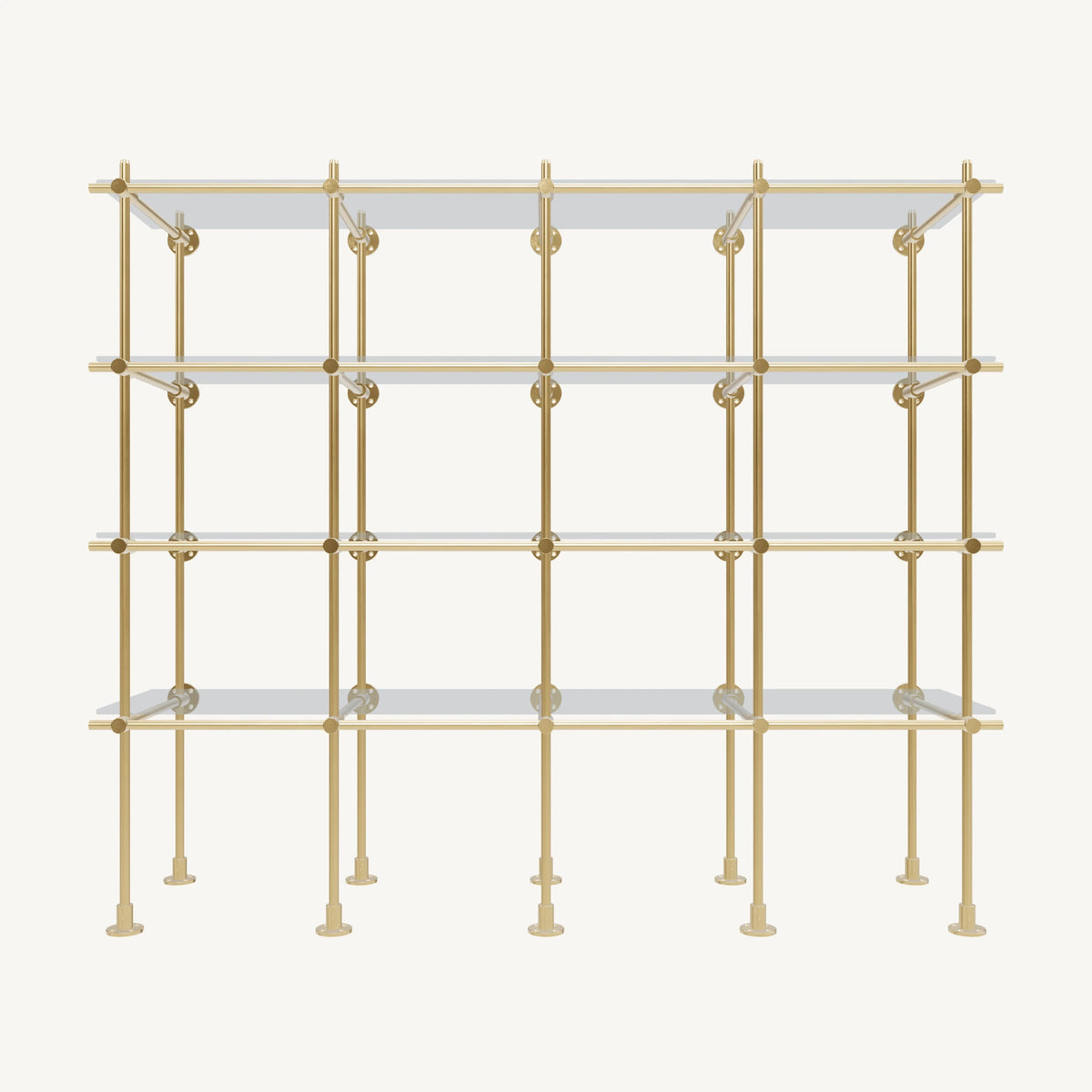 Wall-to-Floor/Countertop Brass Shelving System