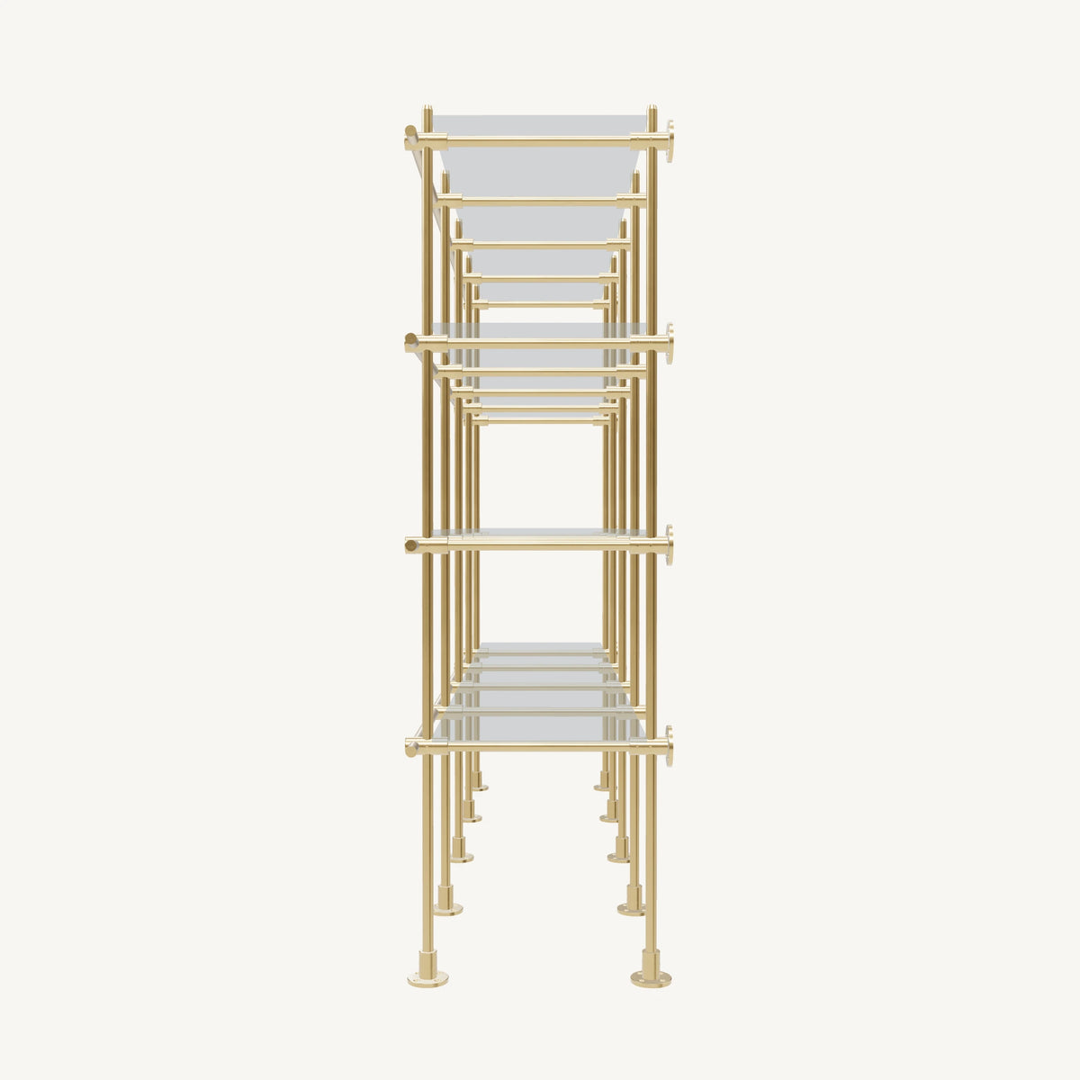 Wall-to-Floor/Countertop Brass Shelving System