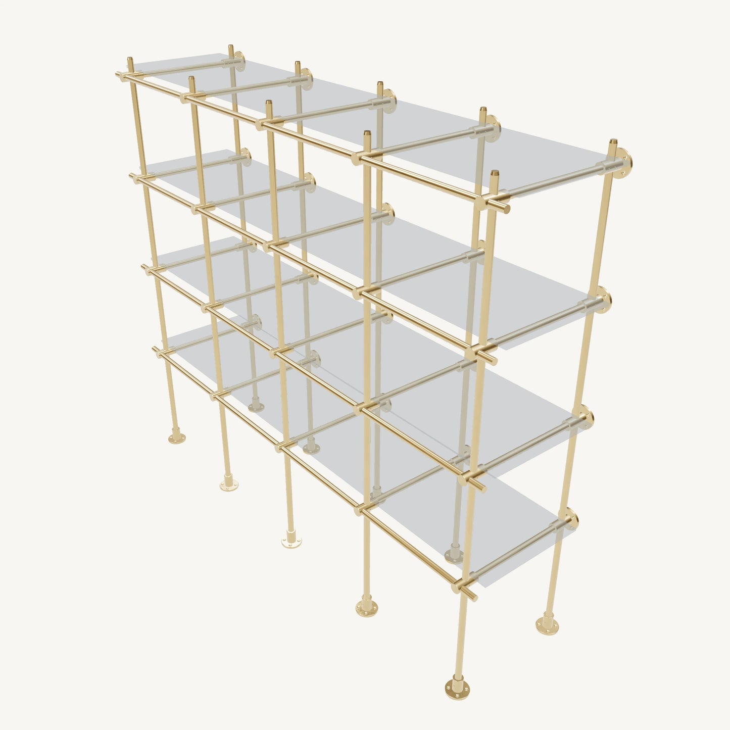 Wall-to-Floor/Countertop Brass Shelving System