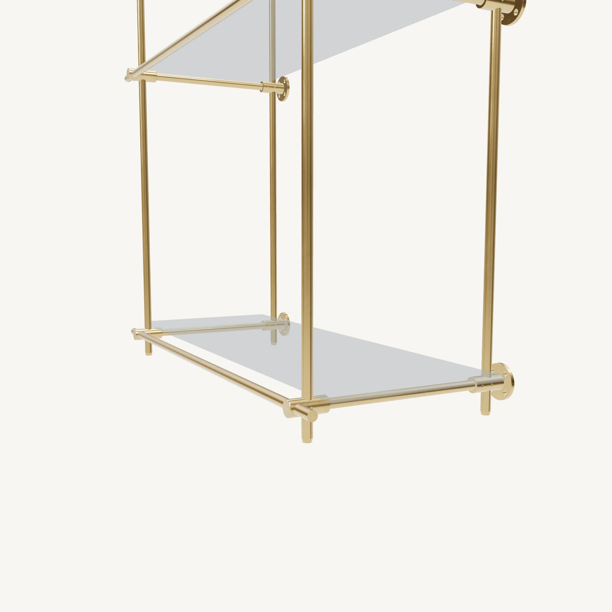Wall-Mounted Brass Shelving System