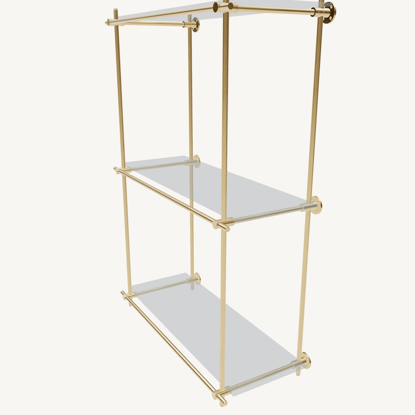 Wall-Mounted Brass Shelving System