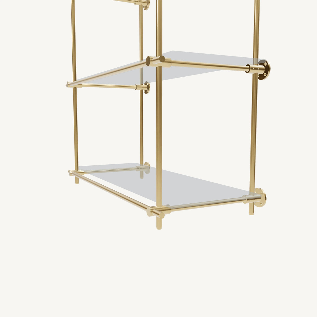 Wall-Mounted Brass Shelving System