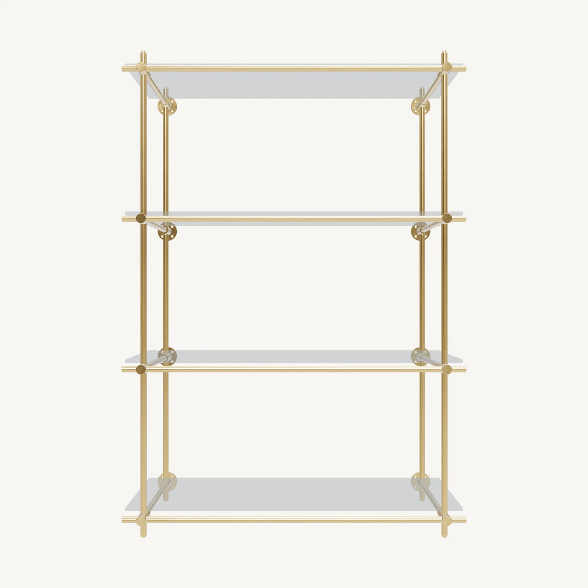 Wall-Mounted Brass Shelving System